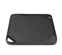 Luocute Poêle à Griller en Fonte, pour Cuisinière et Camping | Plaque Chauffante Réversible 10x10 Pouces, Rainurée Double Face et Plate, Adaptée au Gaz et à L'induction, Revêtement,