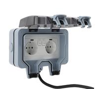 Luocute Prise de Courant Extérieure, Prise électrique Murale étanche IP66 avec Interrupteur Indépendant et Voyant Lumineux, pour Jardin, Parc, Garage, Salle de Bain (5M / 16.4Ft)