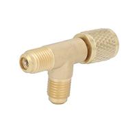 Luocute Raccord Adaptateur en té à Coupleur Rapide, 1/4in SAE, Laiton, | Té d\'accès au réfrigérant, construction en laiton, compatible avec R22 R12 R134, collecteur de jauge de service CVC, joint