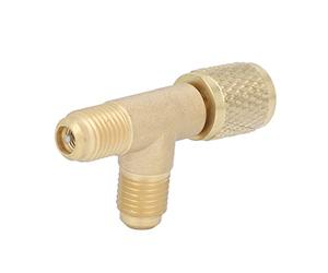 Luocute Raccord Adaptateur en té à Coupleur Rapide, 1/4in SAE, Laiton, | Té d\'accès au réfrigérant, construction en laiton, compatible avec R22 R12 R134, collecteur de jauge de service CVC, joint