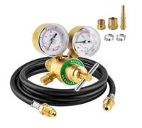 Luocute Régulateur de CO2 à L'Argon, Régulateur de Soudage au Gaz à Double Jauge avec Tuyau de 2 M pour le Soudage MIG TIG, Entrée CGA580, Pression D'entrée 0-4000 PSI, 0-30 CFH, Sortie