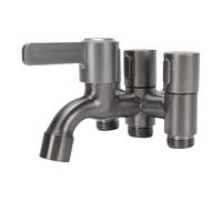 Luocute Robinet à 4 Voies de Divertisseur, Séparateur de Filetage Externe en Acier Inoxydable G1 / 2, Interrupteur de Poignées Doubles pour Le Balcon de Cuisine de Salle de Bain, Idéal