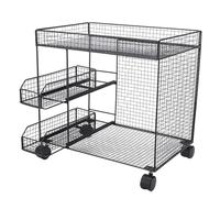 Luocute Rolling Kitchen Storage Cart Plat Séchage Séchage Grand Acier Inoxydable avec des Roues Verrouillables Rotatives à 360 °, Sortez des Paniers pour Les Plats de Bols, Organisateur (Black)
