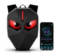 Luocute Sac à Dos D'équitation LED, Coque Rigide 3D avec écran Programmable 60 X 32 Pixels, Sac de Moto étanche avec Yeux LED pour Contrôle APP, Grand Espace de Rangement pour Voyage,