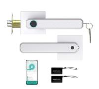 Luocute Serrure de Porte Intelligente à Empreintes Digitales, Serrure Biométrique D'entrée sans clé 5 en 1 avec Contrôle par Application, Mot de Passe, Clavier, Carte IC, Verrouillage (SILVER)