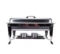 Luocute Serveur de Buffet en Acier Inoxydable avec Couvercle, Réchaud chauffé à L'alcool à Double Compartiment avec Cadre Pliant, pour les événements de Restauration D'hôtel de