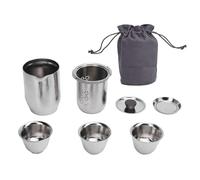 Luocute Service à thé de Voyage Pure Ti, Service à thé Kung Fu Portable isolé Double Couche avec Filtre Ti intégré, pour Cadeaux de Voyage de Bureau de Camping 300 Ml