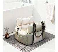 Luocute Siège D'auto pour Chien, Siège Rehausseur en Mousse à Mémoire de Forme avec Boucles de sécurité Réglables et Housse Amovible Lavable, pour Petits Chiens jusqu'à 25 LB dans Les (Vert + Beige)