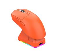 Luocute Souris de Jeu Légère, Souris sans Fil à Trois Modes de Lumière RVB avec 7 Boutons Programmables, Base Magnétique à Charge Rapide (Orange)