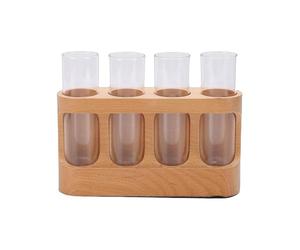 Luocute Station de Propagation des Plantes, Lumière LED à intensité Variable à 9 Niveaux avec Support en Bois et 4 Tubes à Essai en Verre, pour la Décoration de la Maison, du Bureau,