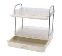 Luocute Support de Tasse à café à 2 Niveaux, Support de Tasse en Acier Inoxydable de Grande capacité avec Bac D'égouttage, Organisateur de Tasse Facile à Assembler pour Comptoir, Bureau, (Blanc crème)