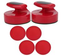 Luocute Table Hockey Pousseurs Palets Set, 94mm Grande Taille Rouge | Poussoirs ABS avec fond en feutre, 2 poussoirs et 4 rondelles pour tables de hockey standard