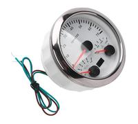 Luocute Tachomètre 3 Po 1 Tr/Min 85 Mm Tachymètre DC 9 à 32V 7000rpm 0 à 10 Barres D'huile 7 Rétro-éclairage pour le Tracteur de Camion (Cadrée blanche Silver Cx8288)