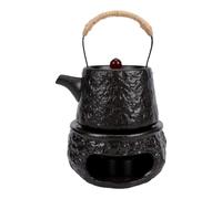Luocute Théière en Poterie Brute en Céramique, avec Brûleur à Alcool