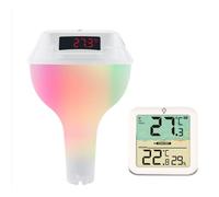 Luocute Thermomètre de Piscine Flottant sans Fil, écran LED de 1,57 Pouces avec éclairage RVB Dynamique, Charge Solaire et de Type C, étanche IP68, pour Piscines, étangs, Aquariums
