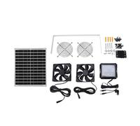 Luocute Ventilateur D'extraction Solaire, 2 Vitesses Réglables, 3 Modes de Fonctionnement, Batterie 2500 MAh, étanche IP65, Ventilateur de Poulailler, avec Double Ventilateurs de 4,72