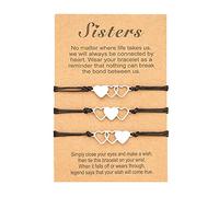 LUODAN 3 Pièces Bracelet Ajustable Bracelet avec Bande Textile Noir Cadeau pour Amitié, Cadeau pour Ados Femme Homme Famille Amie Fille garçon,Remerciement, Souhait (4)