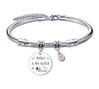 LUODAN Bracelet Serpent, Cadeau Atsem, Directrice D'école, Assistante Maternelle, Maître D'école, Argent, Métal de Haute Qualité, 2.5cm, 17cm + 4cm Ajustable, Idée Cadeau