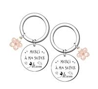 LUODAN Cadeau Atsem Cadeau Atsem Porte-clés en Acier Inoxydable argenté,pour Atsem,Porte-clés avec inscription pour la fête des enseignants (4)