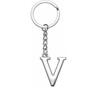 LUODAN Cadeau Femme Homme Porte-clés, Argent A-Z 26 lettre initiale pendentif porte-clés-Cadeaux Sœurs Amitié Collègue Papa Marraine Parrain idées Cadeaux Meilleur Ami Anniversaire (V)
