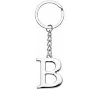 LUODAN Cadeau Femme Homme Porte-clés, Argent A-Z 26 lettre initiale pendentif porte-clés-Cadeaux Sœurs Amitié Collègue Papa Marraine Parrain idées Cadeaux Meilleur Ami Anniversaire (B)