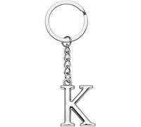 LUODAN Cadeau Femme Homme Porte-clés, Argent A-Z 26 lettre initiale pendentif porte-clés-Cadeaux Sœurs Amitié Collègue Papa Marraine Parrain idées Cadeaux Meilleur Ami Anniversaire (K)