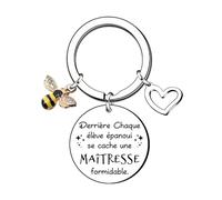 LUODAN Cadeau Maîtresse Cadeau Professeur Atsem Porte-clés en Acier Inoxydable argenté,pour Maîtresse Atsem Professeure,Porte-clés avec inscription pour la fête des enseignants