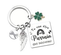 LUODAN Cadeau Parrain Porte-clés Cadeaux parrain Demande Annonce Naissance Baptême Communion Surprise Noël Fête des pères