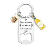 LUODAN Cadeau Parrain Porte-clés Pour mon Parrain Cadeaux Parrain Demande Annonce Naissance Baptême Communion Surprise Noël Fête des pères (5)