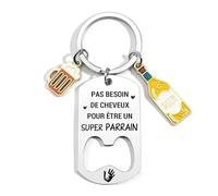LUODAN Cadeau Parrain Porte-clés Pour mon Parrain Cadeaux Parrain Demande Annonce Naissance Baptême Communion Surprise Noël Fête des pères (6)