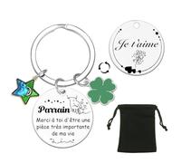 LUODAN Cadeau Parrain Porte-clés Pour mon Parrain Cadeaux Parrain Demande Annonce Naissance Baptême Communion Surprise Noël Fête des pères(3)