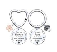 LUODAN Mamie Papy Porte-clés Cadeau,Porte-clés de de Mamie Papi,Cadeau de fête des pères,Cadeau de fête des mères,Cadeaux d'anniversaire,Cadeaux de Noël (2)