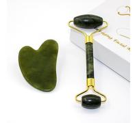 LUODOOHE Jade Roller & Gua Sha Set Face Roller et Gua Sha Outils faciaux pour soins de la peau Routine et gonflement, cadeau de soins personnels pour hommes femmes