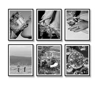 Luodroduo Lot de 6 impressions d'art mural tendance noir et blanc, glamour féministe, rétro, luxueuse, moderne, champagne, boule à effet miroir, décoration murale pour salon, chambre à coucher (B,