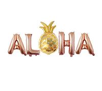 LUOEM Ballons De Lettres Décorations De Fête Hawaï Tropicales Fête Aloha Ballons sur Le Thème Aloha Ballons De Fête Hawaïenne Bannière Aloha Ballons Aloha Les Amoureux Mariage Rose