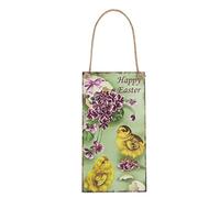 LUOEM Decoration Paques Happy Easter Plaque Murale en Bois Décorative Vintage