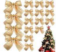 LuOEM NœUds DoréS De NoëL 24 PièCes Mini NœUds DéCoratifs 5.5 Cm Pour Sapin Ruban Cadeau Et Ornements De FêTe DéCoration NoëL ÉLéGante Et Festive