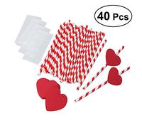 LUOEM Pailles de Papier Coeur décoratif Cocktail Pailles à Boire pour Le Mariage Saint Valentin Graduation Party décoration Fournitures 40 PCS