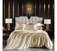 Luofanfei Housse de Couette 200x200 Dore Unie Adulte 2 Personnes Parure de lit 3 Pieces Sets Ensemble de Housses Literie Modern Linge de lit avec Fermeture éclair et 2X 65x65cm Taies d'oreiller