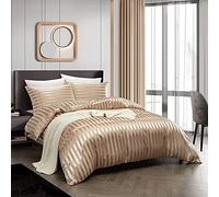 Luofanfei Housse de Couette 240x260 Doré Adulte 2 Personnes Parure de lit Unie Sets de Housse de Couette Modern Ensemble Literie 260x240 avec Fermeture éclair et 2X 65x65cm Taies d'oreiller