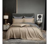 Luofanfei Housse de Couette Bambou 220x240 Kaki Gris Adulte 2 Personnes Lyocell Parure Linge de lit Uni Soie Lisse Soyeux Brillant Modern Housse Couette Ensemble Literie avec Fermeture éclair