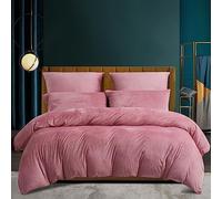 Luofanfei Housse de Couette Hiver 240x260 Chaude Flanelle Toucher Cashmere Polaire Parure de Lit en Velours Rose Doux avec Fermeture Éclair, Linge de Lit 2 Personnes avec 2 Taies d'oreiller 65x65 cm
