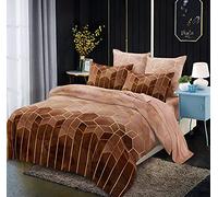 Luofanfei Parure de lit 240x260 Taupe Braun Adulte 2 Personnes Sets de Housse de Couette Modern 3D Géométrique Ensemble Literie avec Fermeture éclair et 2X 65x65cm Taies d'oreiller