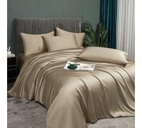 Luofanfei Parure de lit Bambou 200x200 Taupe Kaki Lyocell Housse de Couette Unie Adulte 2 Personnes Sets Ensemble Literie Modern Linge de lit avec Fermeture éclair et 2X 65x65cm Taies d'oreiller