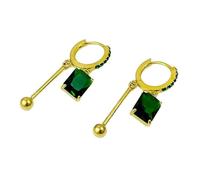 LUOFENG Boucles d'oreilles carrées vertes en alliage de zirconium, boucles d'oreilles pendantes uniques pour femmes, élégantes fêtes, usage quotidien