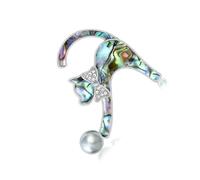 LUOFENG Broche en forme de chat avec coquillage naturel et accents de cristal pour une tenue polyvalente, accessoire de bijoux tendance