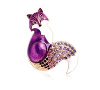 LUOFENG Broche renard en émail avec strass pour bijoux, sac à dos, accessoires de mode pour vestes