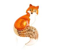 LUOFENG Broche renard en émail avec strass pour bijoux, sac à dos, accessoires de mode pour vestes