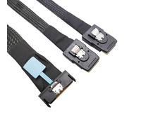 LUOFENG Câble serveur MCIO 8i 74P vers 2 x SFF 8087 MCI0 8i mâle vers SFF 8087 mâle vers SFF 8087 mâle fin 50 cm