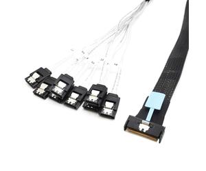 LUOFENG Câble serveur MCIO 8i 74p vers 8 x SATA MCI0 8i 74 broches mâle vers 8 x SATA mâles 50 cm